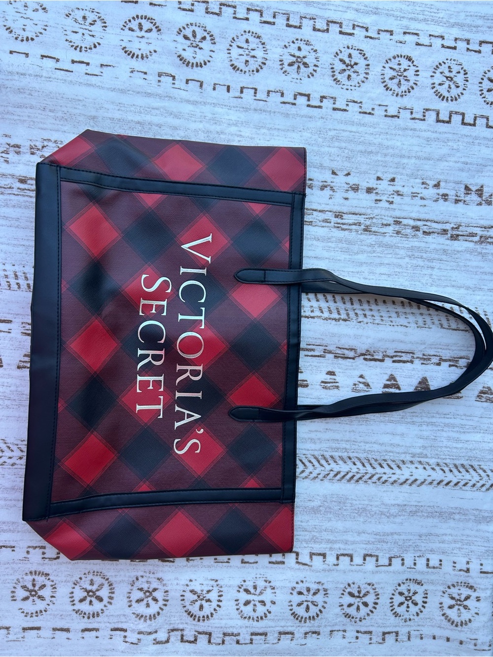 Victoria's Secret Red and Black Plaid Tote